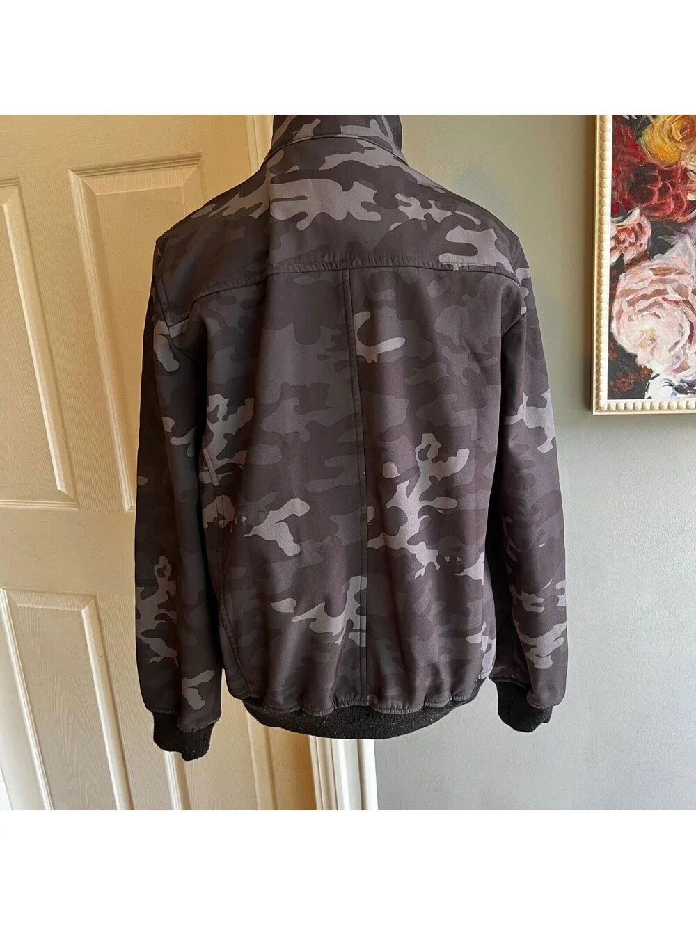 David Bitton Buffalo Camo Moto Jacket Men's Front Zipped Lined Small Bomber